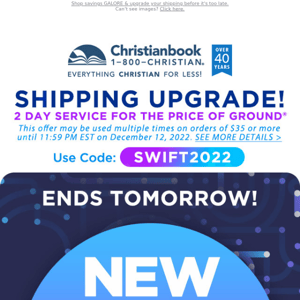 Over Tomorrow: Shipping Upgrade, New Cyber Deals & Black Friday Again!