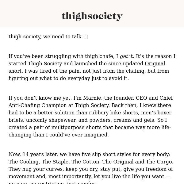 I was SICK of chafing, so I made these 👉 - Thigh Society