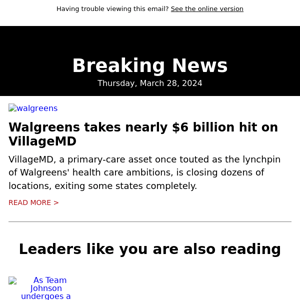Walgreens takes nearly $6 billion hit on VillageMD