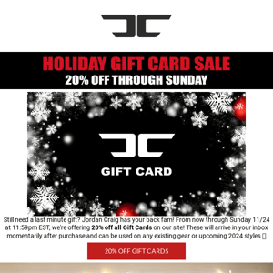 Still need a last minute gift? Take 20% off all Gift Cards for a limited time!