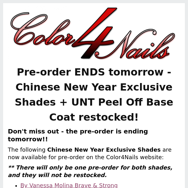 Pre-order ENDS tomorrow - Chinese New Year Exclusive Shades! Don't miss out!