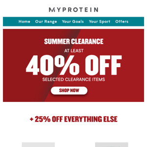 Summer Clearance: At least 40% off Selected Items 💪