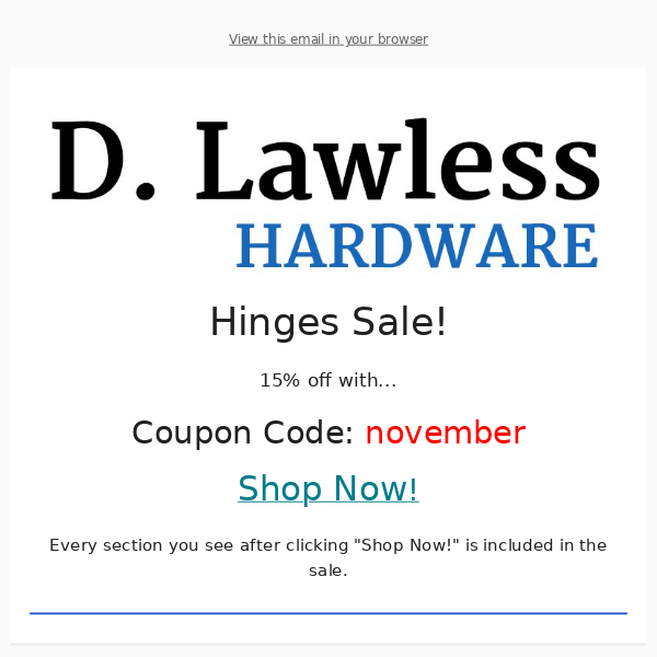 15% Off Cabinet Hinges + More Cyber Monday Items!