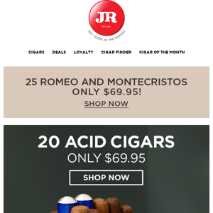 A range of unique flavors: 20 ACID cigars only $69.95