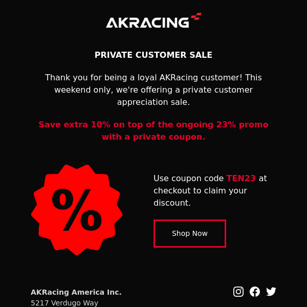 Extra %%% for AKRacing loyal customers: coupon inside - AKRacing