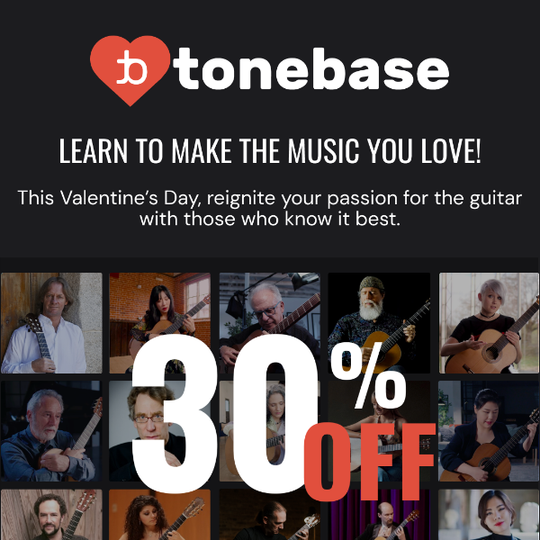 ❤️ 30% Off Your Guitar Journey This Valentine’s Day!