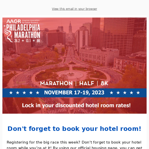 Lock in your hotel rate for the 2023 Philadelphia Marathon Weekend!