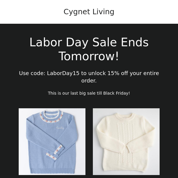Labor Day Sale ending tomorrow!