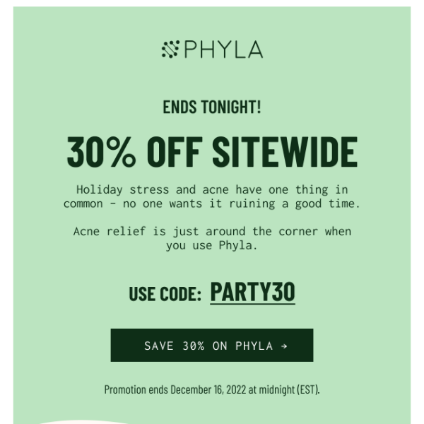 30% off Phyla Acne-Fighting System ends tonight!