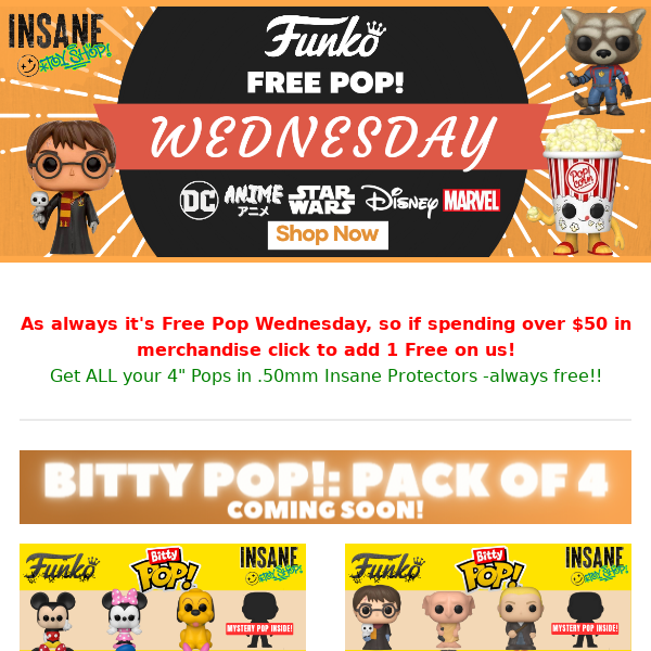 🎁FREE POP WED + ❤️NEW Bitty Pop! 1st Wave + over 110 new & vaulted pops added!