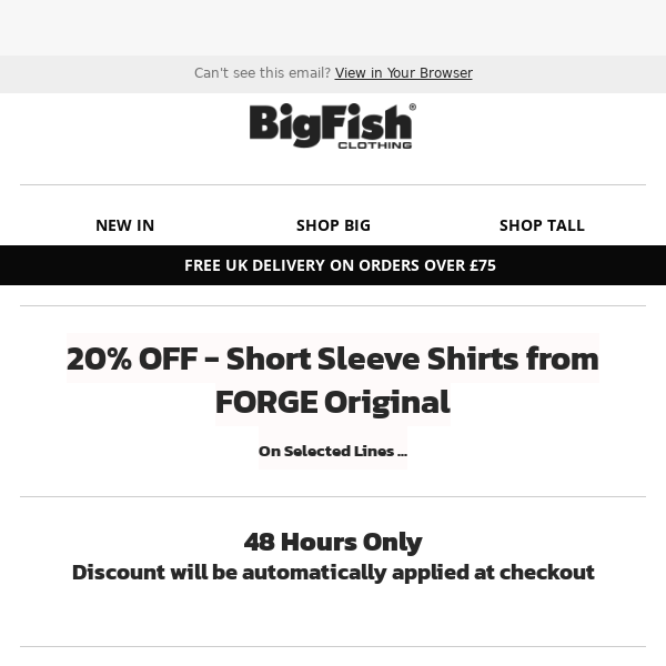 🌞 Time to Save! Enjoy 20% OFF Short Sleeve Shirts from FORGE Original!