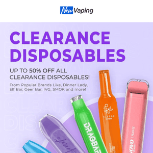 Clearance Sale of Disposables! £2.99 Elf Bar CR500 & Vaporesso Puffmi & Dinner Lady 1.5ml; £3.99 Geek Bar x Vampire Vape