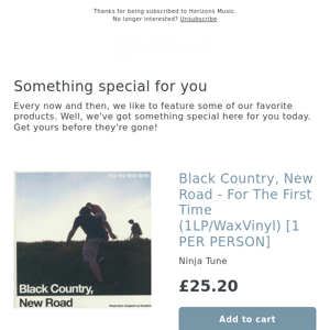 BACK IN! Black Country, New Road - For The First Time (1LP/WaxVinyl) [1 PER PERSON]