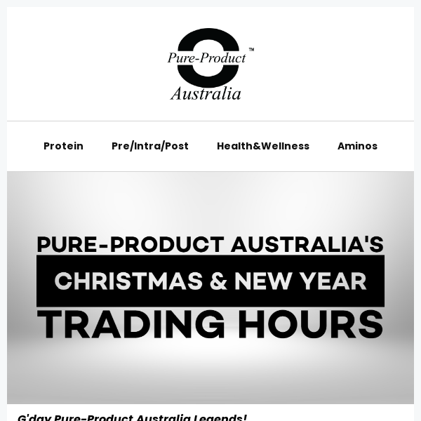 Pure-Product Australia Christmas & New Year Trading Hours!