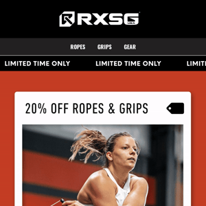 🚨 20% OFF Ropes & Grips ends tonight