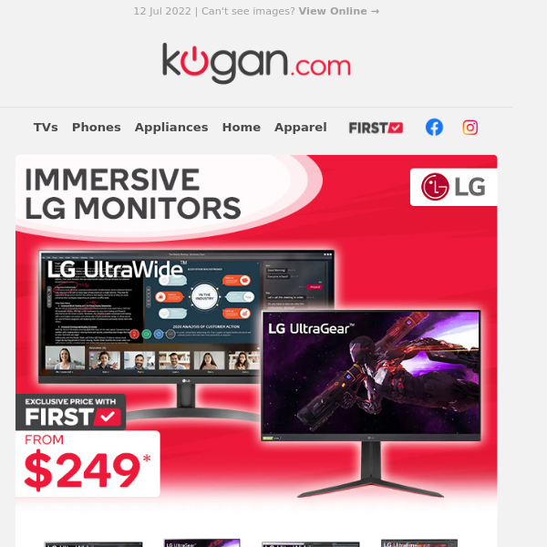Exclusive Deals: Immersive LG Computer Monitors from $249 for Kogan First Week!*