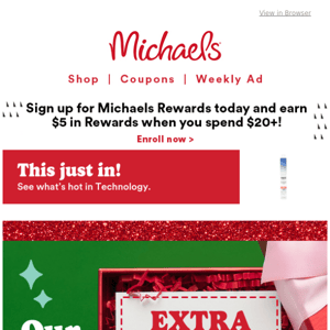 Michaels Stores on X: This coupon is so, so extra, even the sale is on  sale! 🤩 Get 20% off your entire purchase TODAY. Valid in store & online  THU 1/9/20. Promo