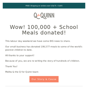 Wow! 100,000+ school meals donated