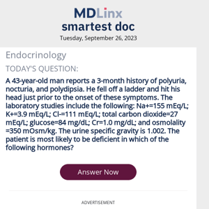 Smartest Doc Endocrinology Quiz for Tuesday