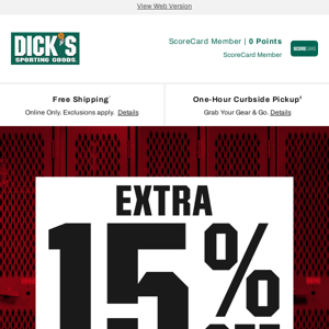 Check this out! You just scored an extra 15% off select clearance.