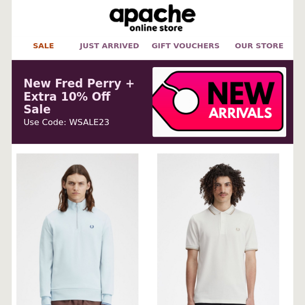 Apache New Fred Perry + 10% OFF SALE