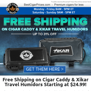 🧳 Free Shipping on Cigar Caddy & Xikar Travel Humidors 🧳