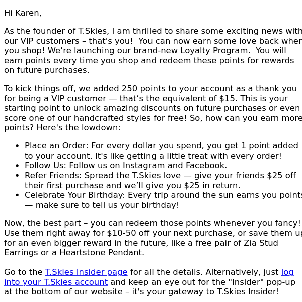T.Skies Insider Loyalty Program Launch (+ Gift for Being a VIP!)