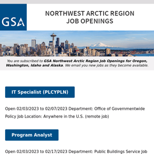 New/Current Job Opportunities in the GSA Northwest Arctic Region