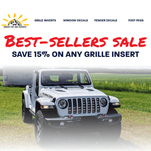 ⚡ BEST-SELLERS SALE! SAVE 15% On Any Grille Insert To Personalize Your Jeep!
