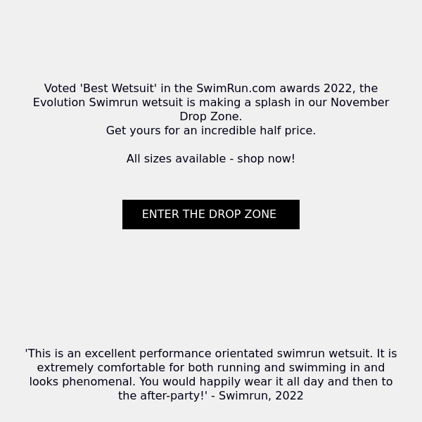 New Drop Zone Deal: 50% OFF The Evolution SwimRun Wetsuit