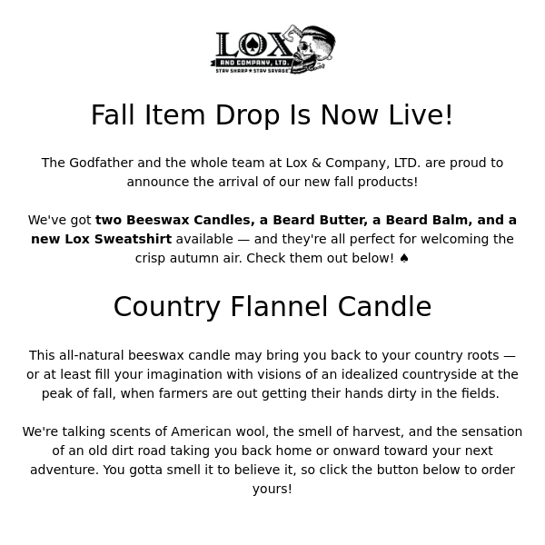 Fall Products Available NOW!
