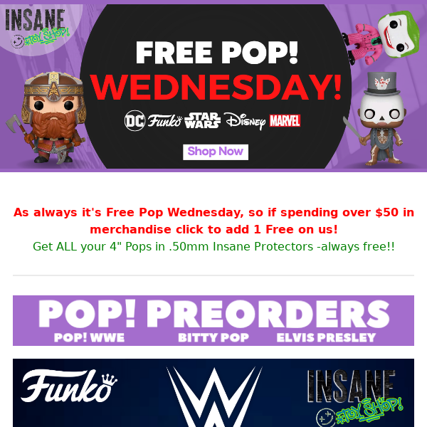 🤼WWE 2-Packs +🦇DC Comics Bitty Pops +🕺Elvis Presley + a new 270 pc. collection was just added!