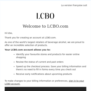 Welcome to LCBO.com I Bienvenue à LCBO.com