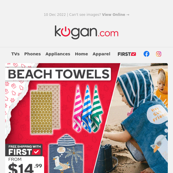 🏖️ Heading to the Beach This Christmas? Dry Off with Beach Towels from $14.99!