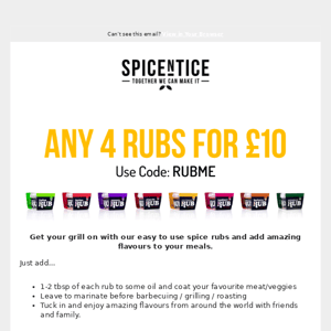 Spice up your Grill - 4 rubs for £10