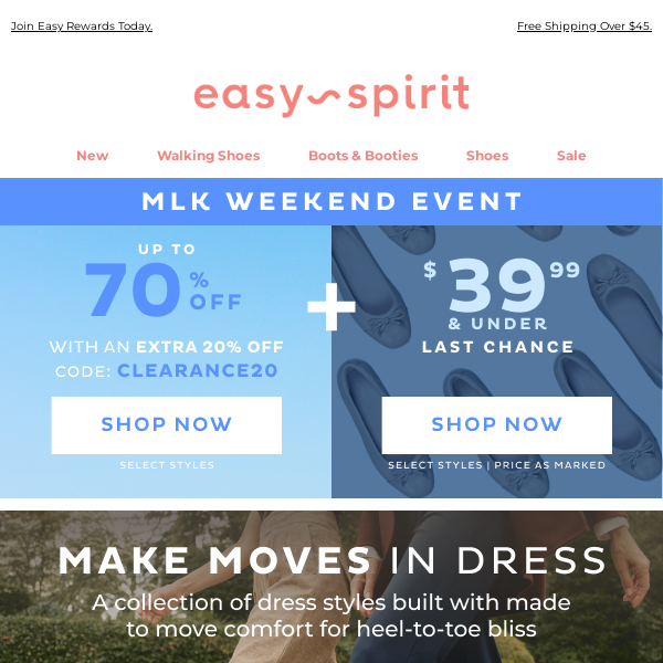 Easy spirit sale free shipping code