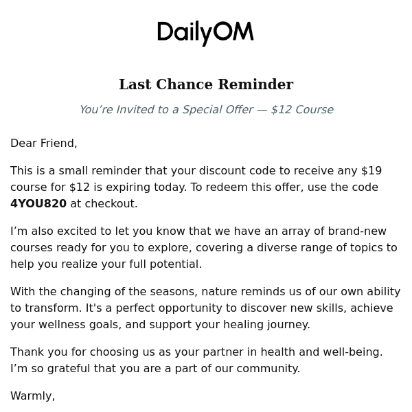 [Last Chance] Your Welcome Back Offer Expires Today! ❤️