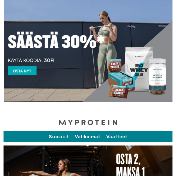 Säästä 30% + viimeisiä mahdollisuuksia 2for1 listasta