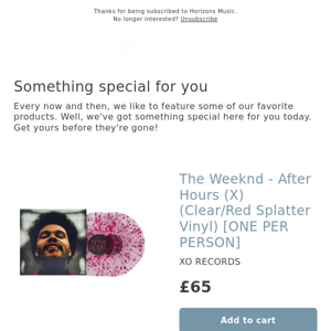 BACK IN! The Weeknd - After Hours (X) (Clear/Red Splatter Vinyl) [ONE PER PERSON]