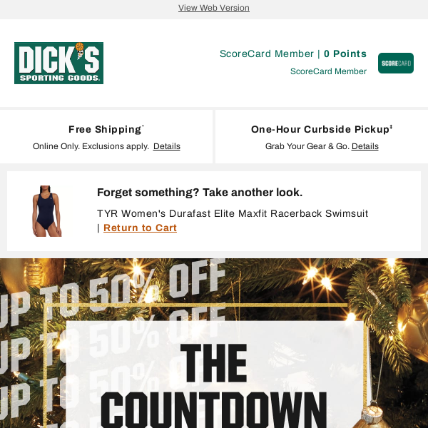 Starts now! Score up to 50% off (The countdown is on.) - Dick's