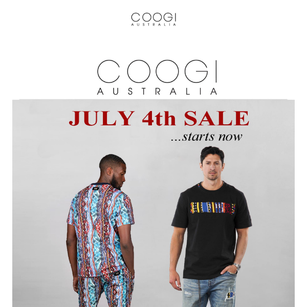 Get July 4 Savings now - 20% Off All sportswear, except "new."  CODE:  july4sale   COOGI -  style, comfort and quality.