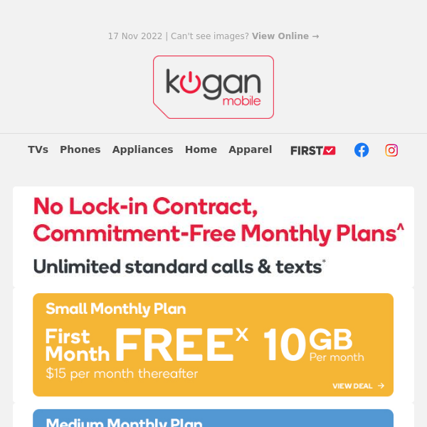 First Month FREE with our Monthly Mobile Plans!ˣ