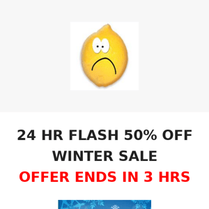 OFFER ENDS IN 3 HRS - 24 HR FLASH 50% OFF WINTER SALE