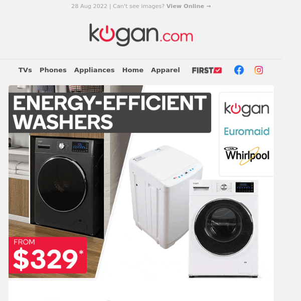 Is Your Washer at the End of its Cycle? Energy-Efficient Washing Machines from $329!*