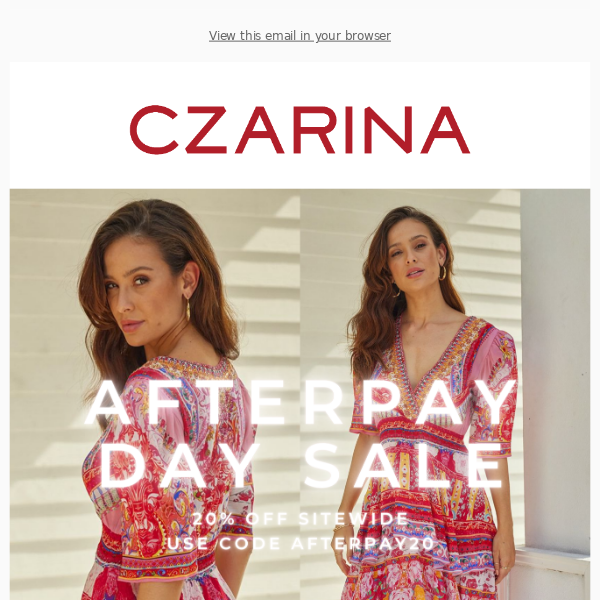 Afterpay Day Sale - 20% Off Sitewide