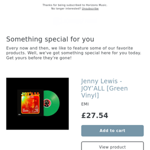 New! Jenny Lewis - JOY’ALL [Green Vinyl]