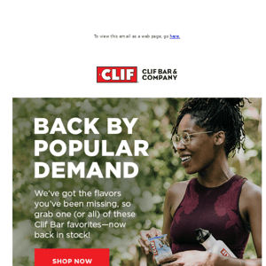 Guess Who’s Back? See Which Clif Bar Favorites Are Back in Stock.