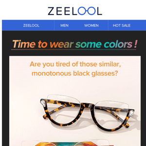 Glasses in bold colors up to 90% off!