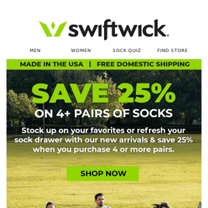Save 25% When You Buy 4+ Socks