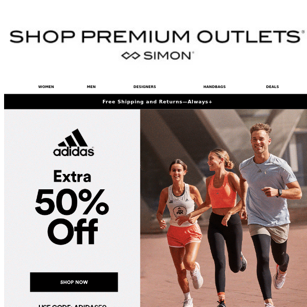 FREEZE! Extra 50% off Adidas is Happening - Premium Outlets